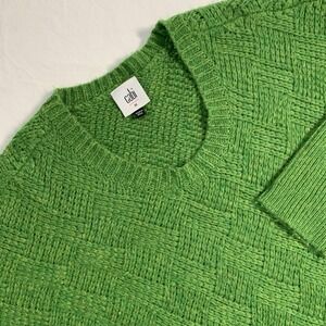 CABI Basket Weave Pullover Tunic Sweater Size‎ M Kelly Green #4244 Oversized